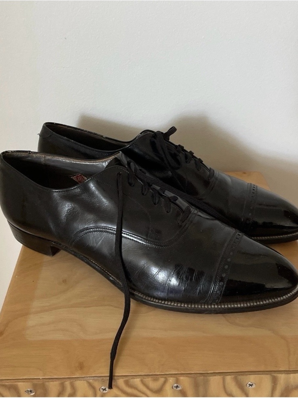 Stetson Men’s Black Leather Cap Toe Lace-Up Oxford Dress Shoes 10 B/D